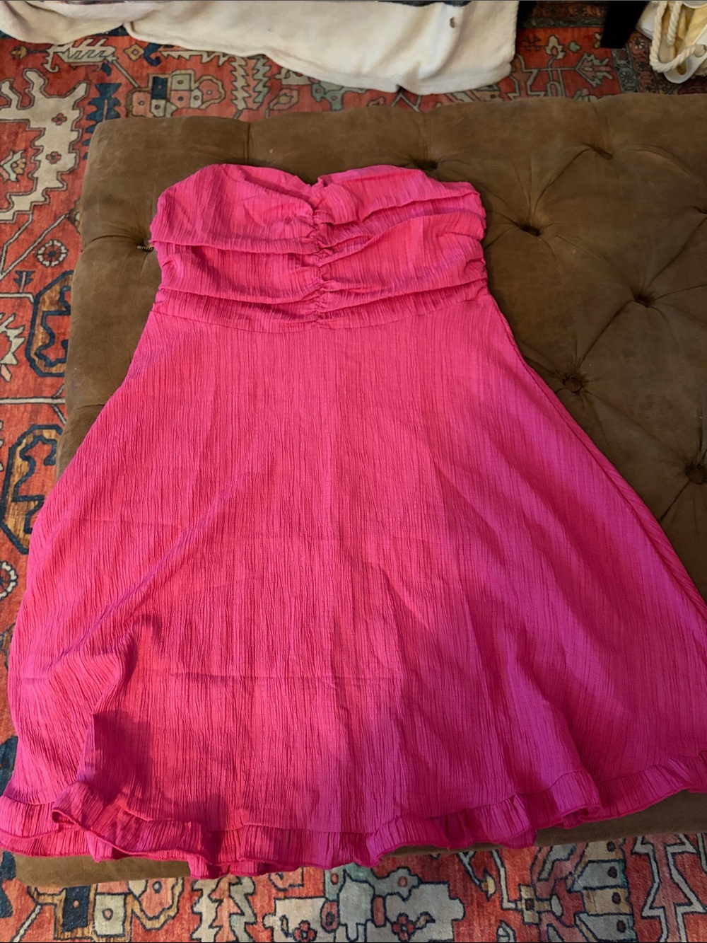 Strapless Pink Summer Dress - Bust Ruching